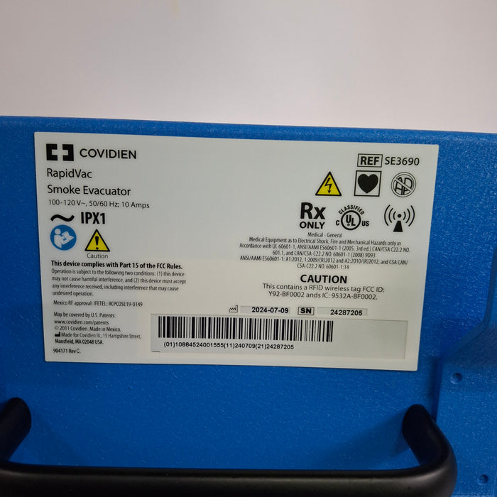 Covidien RapidVac SE3690 Smoke Evacuator