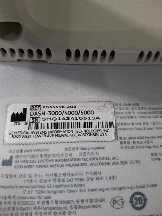 GE Healthcare Dash 4000 - Masimo SpO2 Patient Monitor