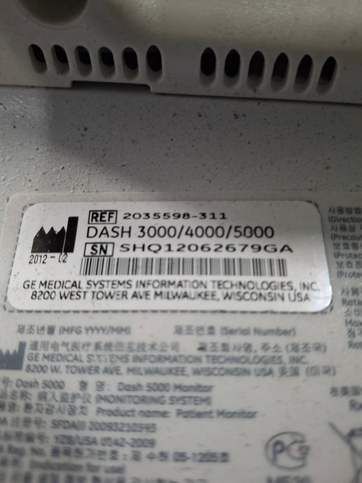 GE Healthcare Dash 5000 - Masimo SpO2 Patient Monitor