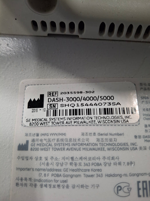 GE Healthcare Dash 5000 - Masimo SpO2 Patient Monitor