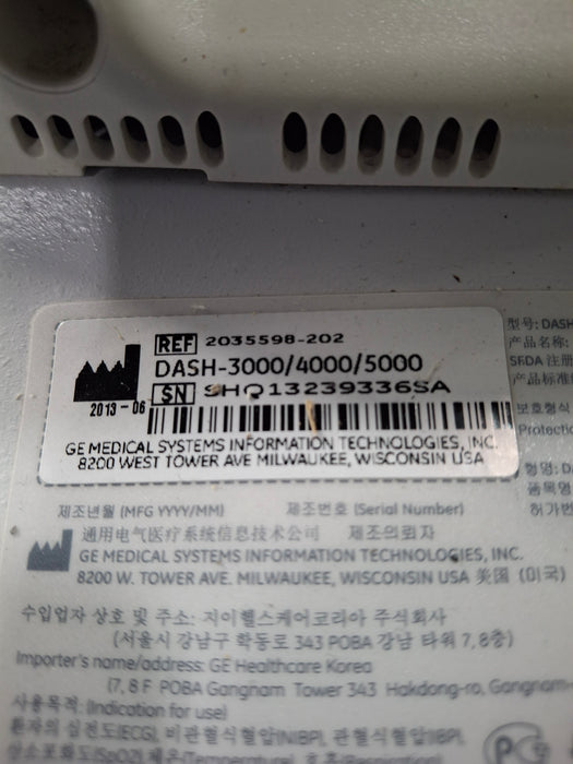 GE Healthcare Dash 4000 - Masimo SpO2 Patient Monitor