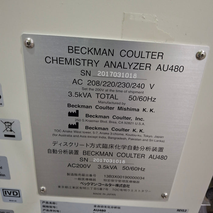 Beckman Coulter AU480 Chemistry Analyzer