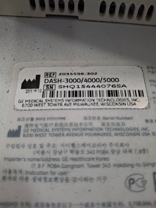 GE Healthcare Dash 5000 - Masimo SpO2 Patient Monitor