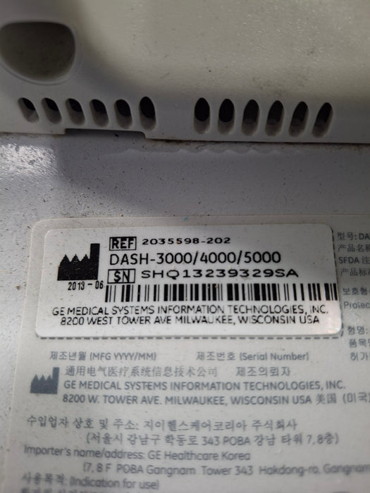 GE Healthcare Dash 4000 - Masimo SpO2 Patient Monitor