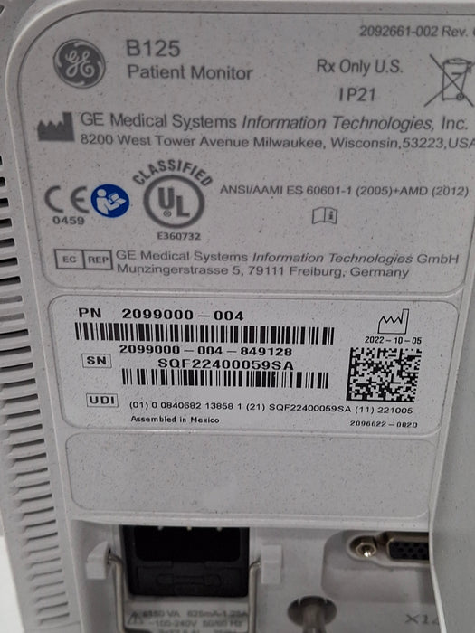 GE Healthcare B125 Patient Monitor