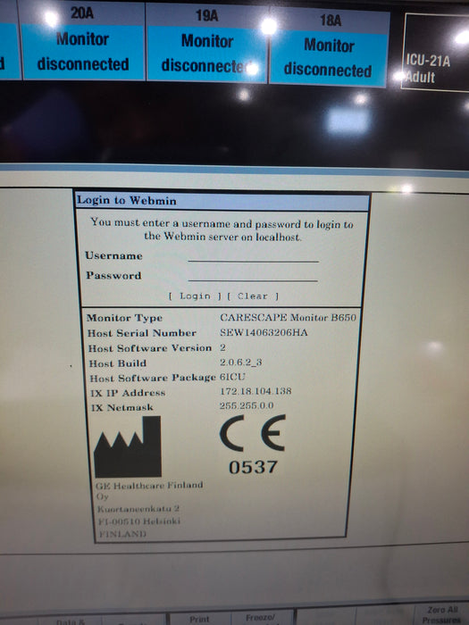 GE Healthcare Carescape B650 Critical Care Patient Monitor