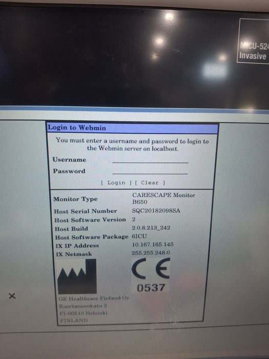 GE Healthcare Carescape B650 Critical Care Patient Monitor
