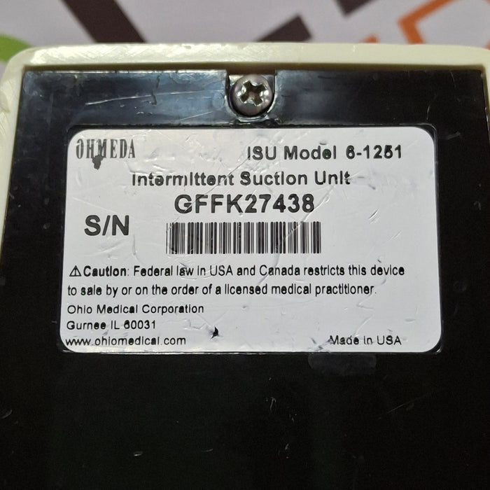 Ohmeda Medical ISU Model 6-1251 Intermittent Suction Unit