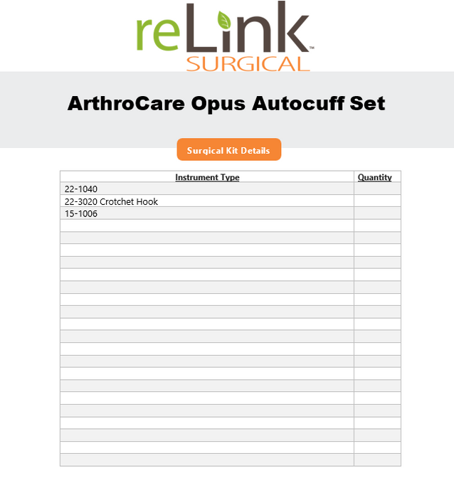 ArthroCare Corporation Opus Autocuff System