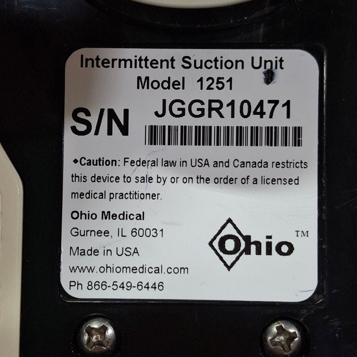 Ohio Medical Corporation Ohio Medical Corporation 1251 Suction Regulator Respiratory reLink Online