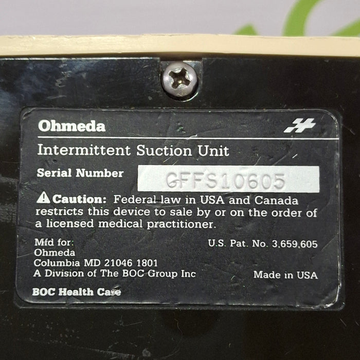 Ohmeda Medical 200 Intermittent Suction Unit