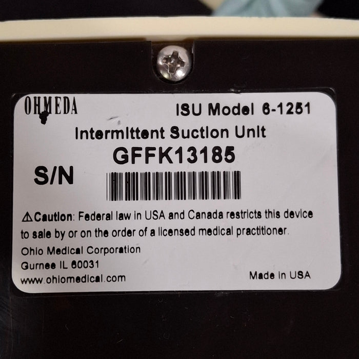 Ohmeda Medical ISU Model 6-1251 Intermittent Suction Unit