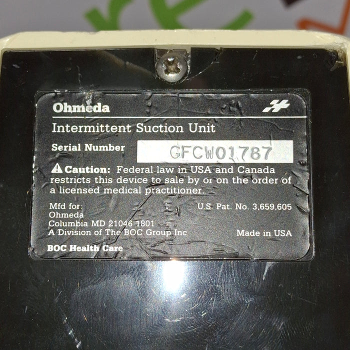 Ohmeda Medical 200 Intermittent Suction Unit