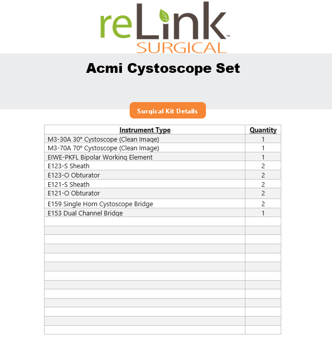 ACMI M3-30A & M3-70A Gold Cystoscope Set