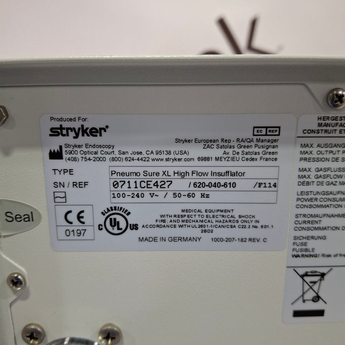 Stryker 620-040-610 Pneumo Sure XL High Flow Insufflator