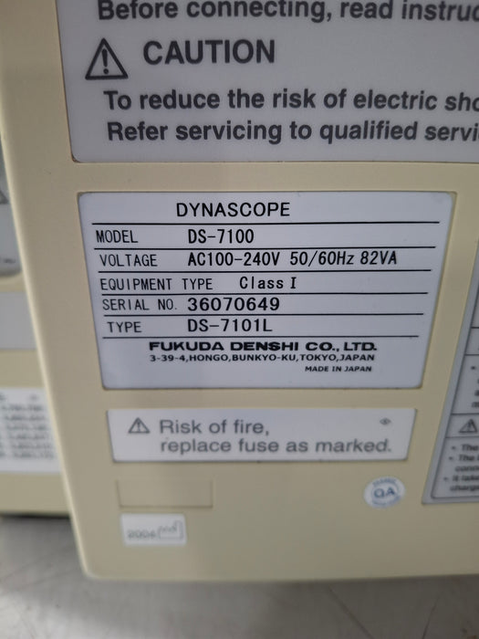 Fukuda Denshi Dynascope DS-7100 Patient Monitor