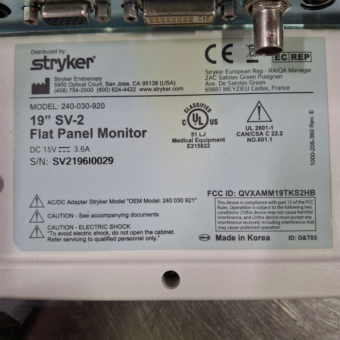 Stryker SV2 19" Monitor