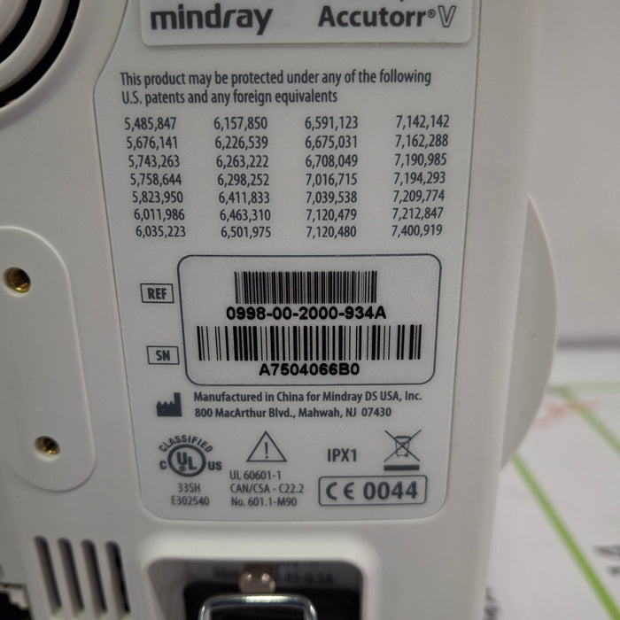 Mindray Datascope Accutorr V Vital Signs Monitor