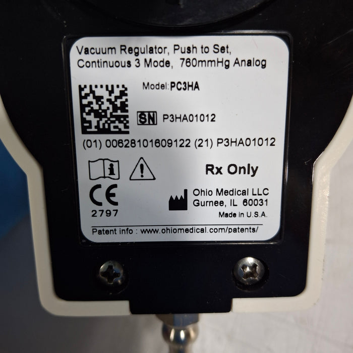 Ohio Medical Corporation Push to Set Vacuum Regulator