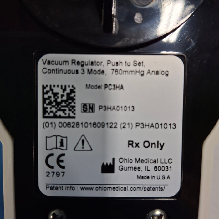 Ohio Medical Corporation Push to Set Vacuum Regulator
