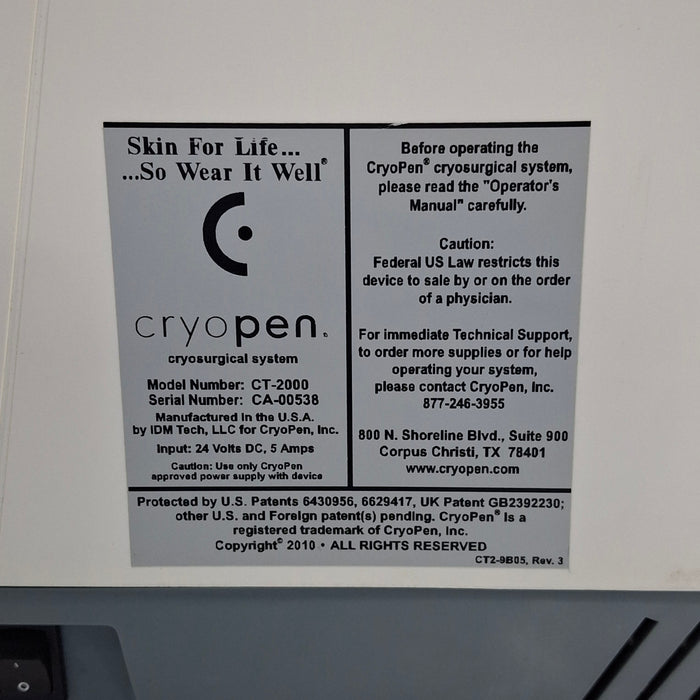 CryoPen CryoSurgical Systems CryoPen CryoSurgical Systems CT-2000 CryoPen Console Surgical Equipment reLink Online
