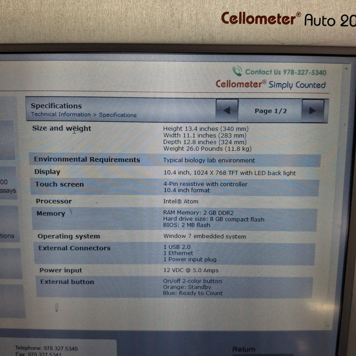 Nexcelom Bioscience LLC Cellometer Auto 2000 Auto Cell Profiler