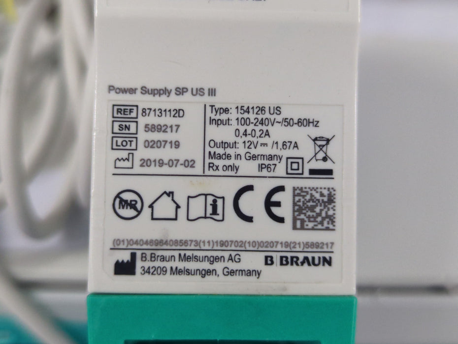 B. Braun Infusomat Space w/Pole Clamp & AC Adapter Infusion Pump
