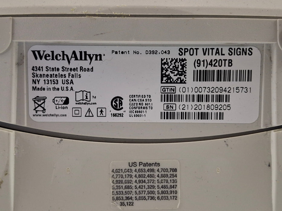 Welch Allyn Spot 420 - NIBP, Temp Vital Signs Monitor