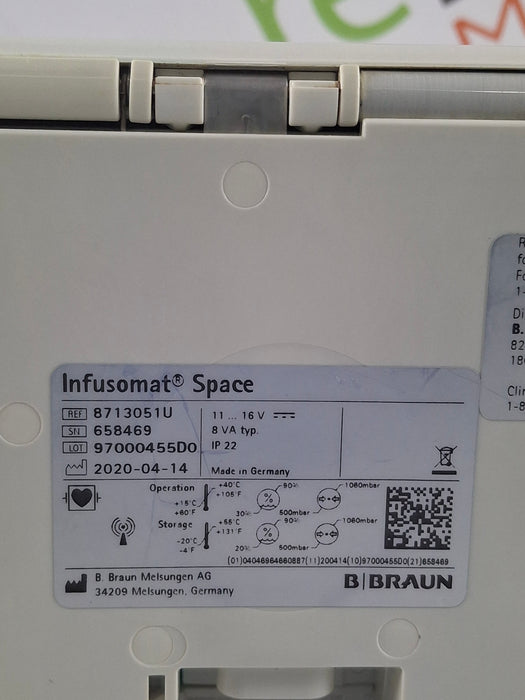 B. Braun Infusomat Space w/Pole Clamp & AC Adapter Infusion Pump