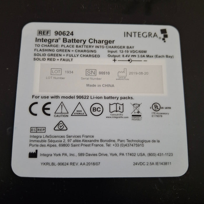 Integra Biosciences Corp 90624 Battery Charger