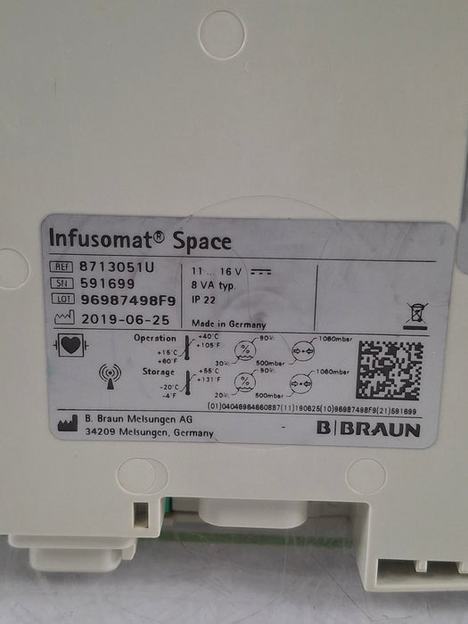 B. Braun Infusomat Space w/Pole Clamp & AC Adapter Infusion Pump
