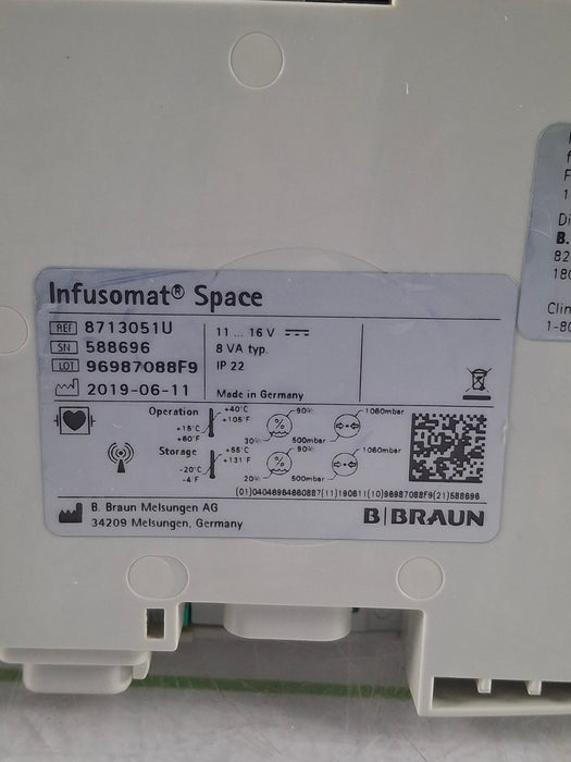 B. Braun Infusomat Space w/Pole Clamp & AC Adapter Infusion Pump