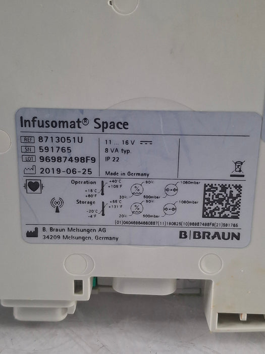 B. Braun Infusomat Space w/Pole Clamp & AC Adapter Infusion Pump