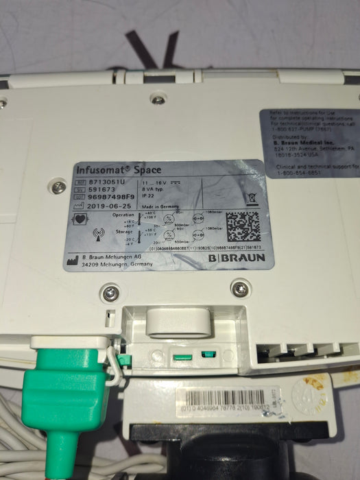 B. Braun Infusomat Space w/Pole Clamp & AC Adapter Infusion Pump