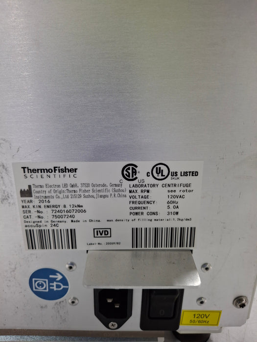 Fisher Scientific accuspin 24c Benchtop Centrifuge