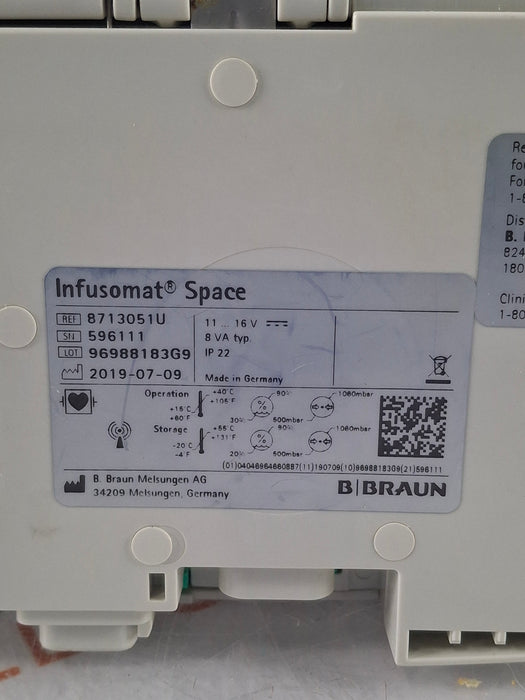B. Braun Infusomat Space w/Pole Clamp & AC Adapter Infusion Pump