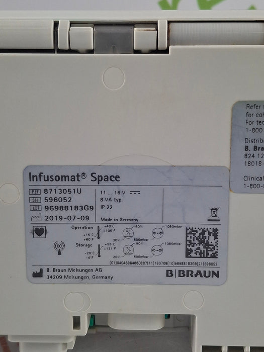 B. Braun Infusomat Space w/Pole Clamp & AC Adapter Infusion Pump