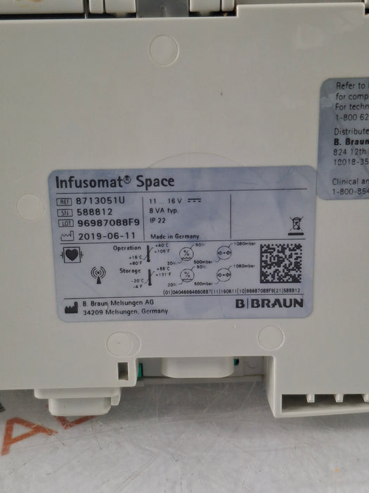 B. Braun Infusomat Space w/Pole Clamp & AC Adapter Infusion Pump