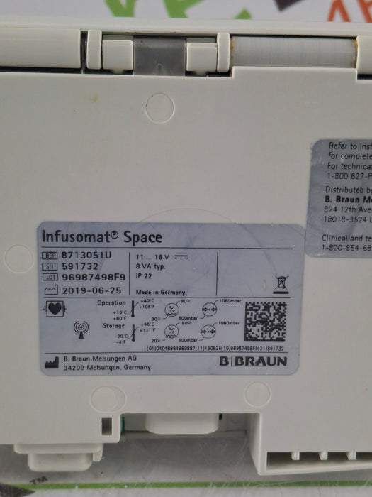 B. Braun Infusomat Space w/Pole Clamp & AC Adapter Infusion Pump