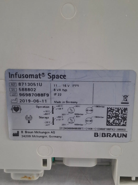 B. Braun Infusomat Space w/Pole Clamp & AC Adapter Infusion Pump
