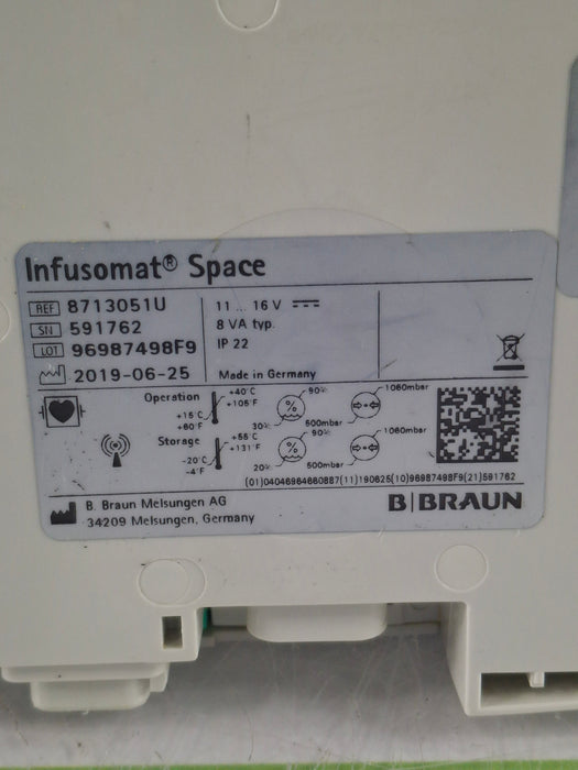 B. Braun Infusomat Space w/Pole Clamp & AC Adapter Infusion Pump