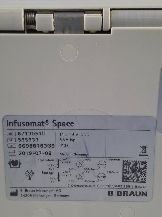 B. Braun Infusomat Space w/Pole Clamp & AC Adapter Infusion Pump