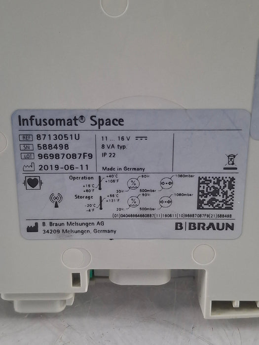 B. Braun Infusomat Space w/Pole Clamp & AC Adapter Infusion Pump