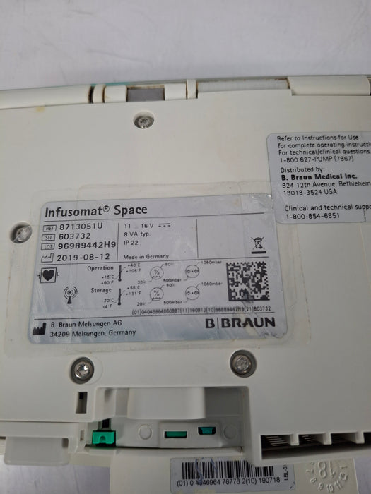 B. Braun Infusomat Space w/Pole Clamp & AC Adapter Infusion Pump