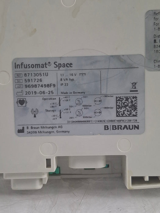 B. Braun Infusomat Space w/Pole Clamp & AC Adapter Infusion Pump