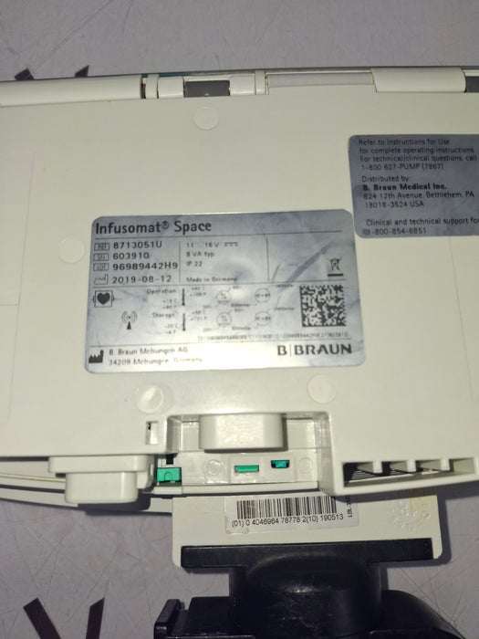 B. Braun Infusomat Space w/Pole Clamp & AC Adapter Infusion Pump
