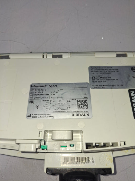 B. Braun Infusomat Space w/Pole Clamp & AC Adapter Infusion Pump