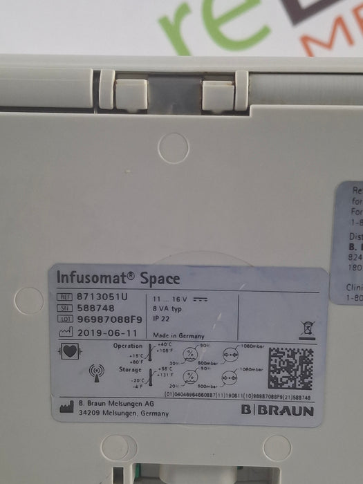 B. Braun B. Braun Infusomat Space w/Pole Clamp & AC Adapter Infusion Pump Infusion Pump reLink Online