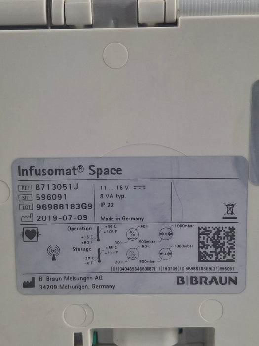 B. Braun Infusomat Space w/Pole Clamp & AC Adapter Infusion Pump
