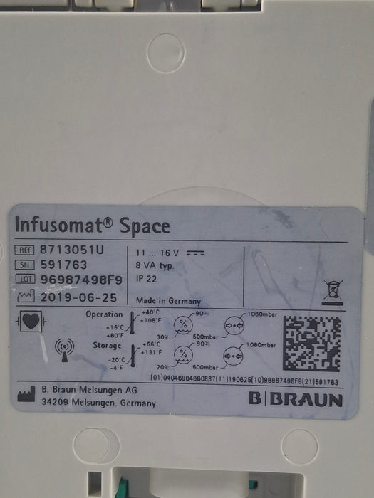 B. Braun Infusomat Space w/Pole Clamp & AC Adapter Infusion Pump